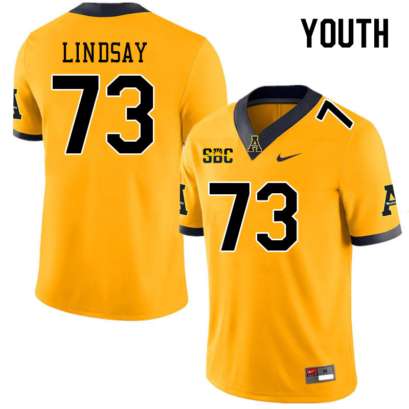 Youth #73 Jaden Lindsay Appalachian State Mountaineers College Football Jerseys Stitched Sale-Gold